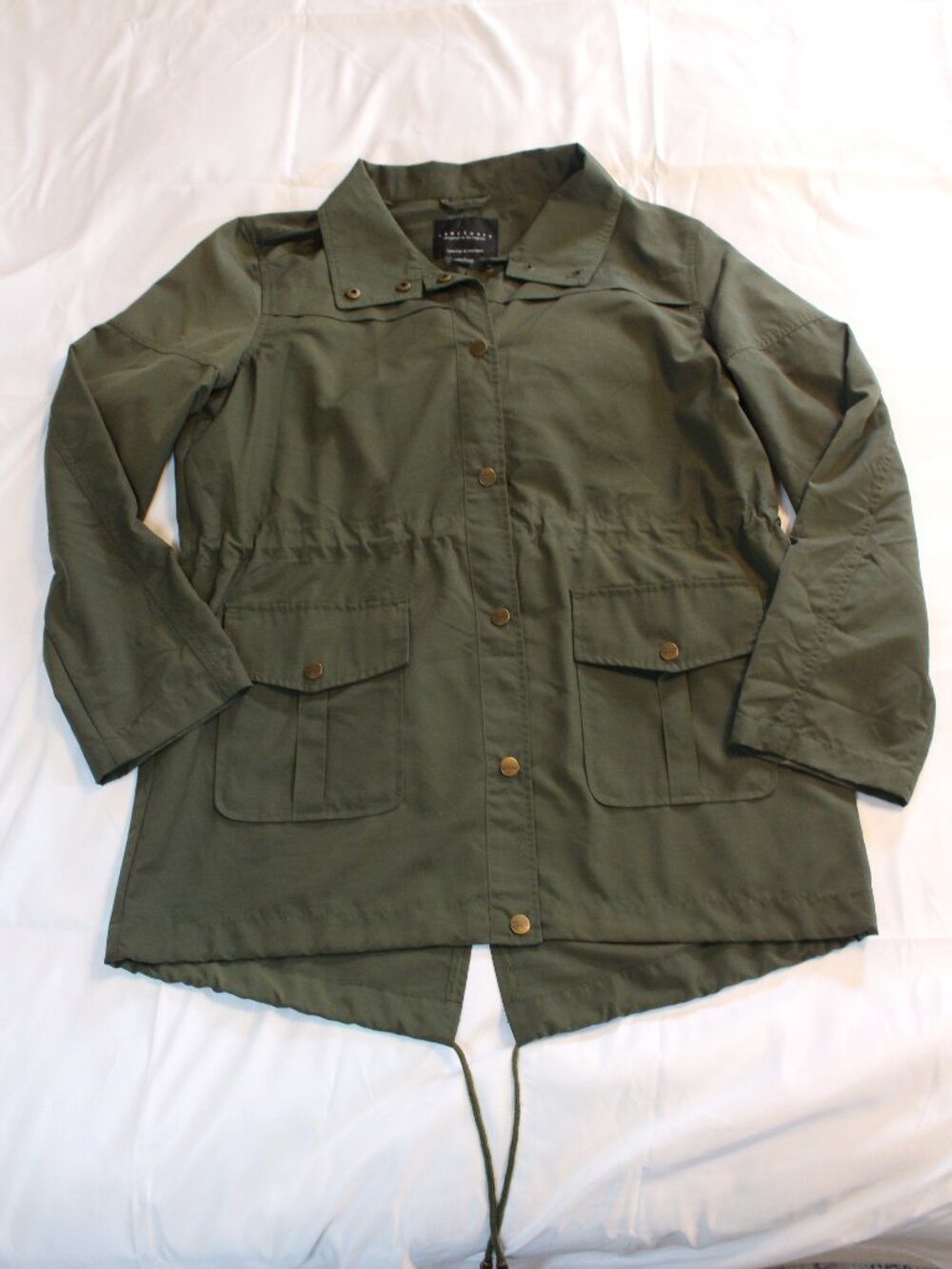 Sanctuary Olive Green Anorak Utility Spring Jacket Lightweight Roll Up Sleeves